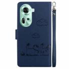 For OPPO Reno11 Global Cute Cats RFID Leather Phone Case(Blue) - 3