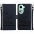 For OPPO Reno11 Global Cute Cats RFID Leather Phone Case(Black) - 1