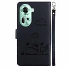 For OPPO Reno11 Global Cute Cats RFID Leather Phone Case(Black) - 3