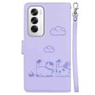 For OPPO Reno12 5G Global Cute Cats RFID Leather Phone Case(Purple) - 3