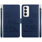For OPPO Reno12 5G Global Cute Cats RFID Leather Phone Case(Blue) - 1