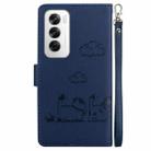 For OPPO Reno12 5G Global Cute Cats RFID Leather Phone Case(Blue) - 3