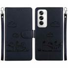 For OPPO Reno12 5G Global Cute Cats RFID Leather Phone Case(Black) - 1