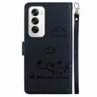 For OPPO Reno12 5G Global Cute Cats RFID Leather Phone Case(Black) - 3