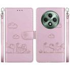 For OPPO Reno12 F 5G Cute Cats RFID Leather Phone Case(Rose Gold) - 1