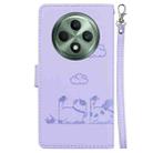 For OPPO Reno12 F 5G Cute Cats RFID Leather Phone Case(Purple) - 3