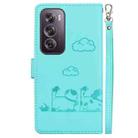 For OPPO Reno12 Pro 5G Global Cute Cats RFID Leather Phone Case(Green) - 3
