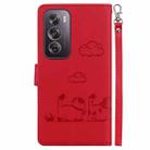 For OPPO Reno12 Pro 5G Global Cute Cats RFID Leather Phone Case(Red) - 3