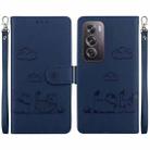 For OPPO Reno12 Pro 5G Global Cute Cats RFID Leather Phone Case(Blue) - 1