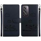 For OPPO Reno12 Pro 5G Global Cute Cats RFID Leather Phone Case(Black) - 1