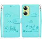 For OPPO K11x Cute Cats RFID Leather Phone Case(Green) - 1