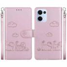 For OPPO Reno13 Global Cute Cats RFID Leather Phone Case(Rose Gold) - 1