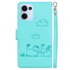 For OPPO Reno13 Global Cute Cats RFID Leather Phone Case(Green) - 3