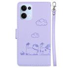 For OPPO Reno13 Global Cute Cats RFID Leather Phone Case(Purple) - 3