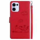 For OPPO Reno13 Global Cute Cats RFID Leather Phone Case(Red) - 3