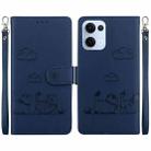 For OPPO Reno13 Global Cute Cats RFID Leather Phone Case(Blue) - 1