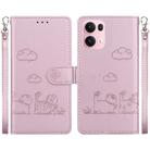 For OPPO Reno13 Pro Global Cute Cats RFID Leather Phone Case(Rose Gold) - 1