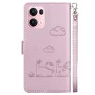 For OPPO Reno13 Pro Global Cute Cats RFID Leather Phone Case(Rose Gold) - 3