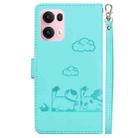 For OPPO Reno13 Pro Global Cute Cats RFID Leather Phone Case(Green) - 3
