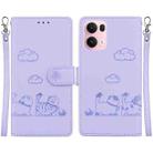 For OPPO Reno13 Pro Global Cute Cats RFID Leather Phone Case(Purple) - 1