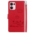 For OPPO Reno13 Pro Global Cute Cats RFID Leather Phone Case(Red) - 3