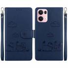 For OPPO Reno13 Pro Global Cute Cats RFID Leather Phone Case(Blue) - 1