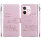 For OPPO A5 Pro 5G Cute Cats RFID Leather Phone Case(Rose Gold) - 1