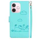 For OPPO A5 Pro 5G Cute Cats RFID Leather Phone Case(Green) - 3