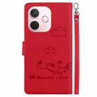 For OPPO A5 Pro 5G Cute Cats RFID Leather Phone Case(Red) - 3