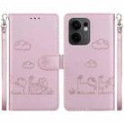 For OPPO Reno13 F 4G / 5G Cute Cats RFID Leather Phone Case(Rose Gold) - 1