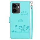 For OPPO Reno13 F 4G / 5G Cute Cats RFID Leather Phone Case(Green) - 3