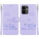 For OPPO Reno13 F 4G / 5G Cute Cats RFID Leather Phone Case(Purple) - 1