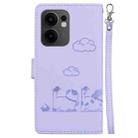 For OPPO Reno13 F 4G / 5G Cute Cats RFID Leather Phone Case(Purple) - 3