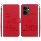 For OPPO Reno13 F 4G / 5G Cute Cats RFID Leather Phone Case(Red) - 1