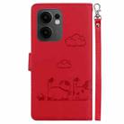 For OPPO Reno13 F 4G / 5G Cute Cats RFID Leather Phone Case(Red) - 3
