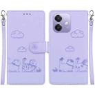 For OPPO A5x 5G / A3 4G / 5G / A3x 4G / 5G Cute Cats RFID Leather Phone Case(Purple) - 1