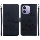 For OPPO A5x 5G / A3 4G / 5G / A3x 4G / 5G Cute Cats RFID Leather Phone Case(Black) - 1