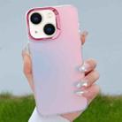 For iPhone 14 Plus Color Plating Discoloration PC Phone Case(Rose Red) - 1