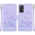 For Xiaomi 12 / 12X Cute Cats RFID Leather Phone Case(Purple) - 1