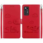 For Xiaomi 12 / 12X Cute Cats RFID Leather Phone Case(Red) - 1