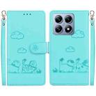 For Xiaomi 14T Cute Cats RFID Leather Phone Case(Green) - 1