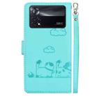 For Xiaomi Poco X4 Pro 5G Cute Cats RFID Leather Phone Case(Green) - 3