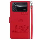 For Xiaomi Poco X4 Pro 5G Cute Cats RFID Leather Phone Case(Red) - 3