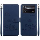 For Xiaomi Poco X4 Pro 5G Cute Cats RFID Leather Phone Case(Blue) - 1