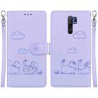 For Xiaomi Poco M2 Cute Cats RFID Leather Phone Case(Purple) - 1