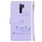 For Xiaomi Poco M2 Cute Cats RFID Leather Phone Case(Purple) - 3