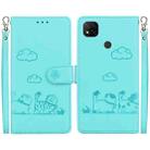 For Xiaomi Poco C31 Cute Cats RFID Leather Phone Case(Green) - 1