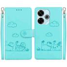 For Xiaomi Poco M6 4G Cute Cats RFID Leather Phone Case(Green) - 1