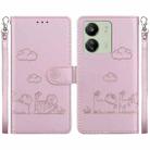 For Xiaomi Poco C65 4G Cute Cats RFID Leather Phone Case(Rose Gold) - 1