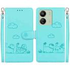 For Xiaomi Poco C65 4G Cute Cats RFID Leather Phone Case(Green) - 1